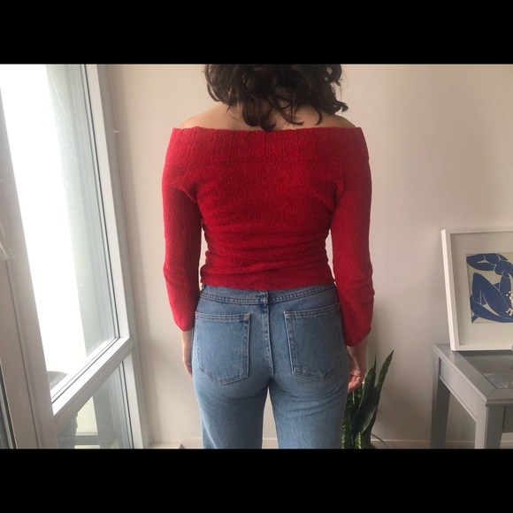 Red off the shoulder top - Picture 2 of 2